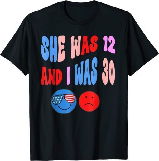 Biden She Was 12 and I Was 30 groovy flag glasses Tee Shirt