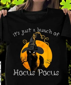 Black Cat Moon Halloween Costume Bunch Of Hocus Pocus Tee Shirt