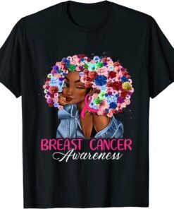 Black Girl Woman Breast Cancer Awareness Pink Ribbon October Tee Shirt