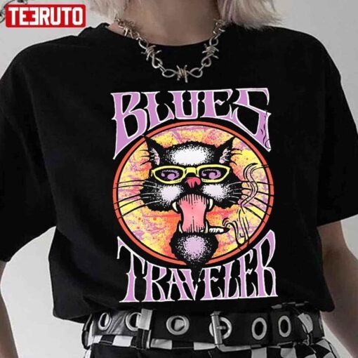 Blues Traveler Retro Art Cat Tee Shirt