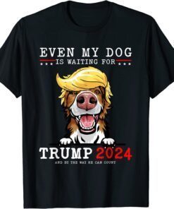 Border Collie Dog Even My Dog Is Waiting For Trump 2024 Tee Shirt