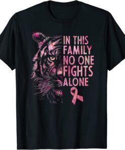 Breast Cancer Awareness 2022 Tiger Family Matching Ribbon Tee Shirt