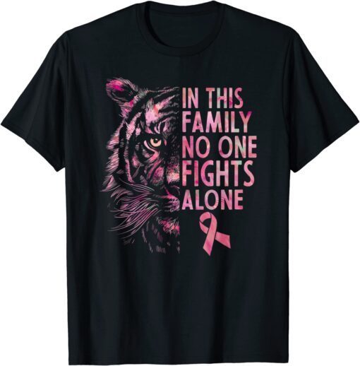 Breast Cancer Awareness 2022 Tiger Family Matching Ribbon Tee Shirt