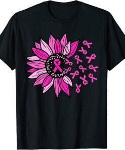 Breast Cancer Awareness Sunflower Pink Ribbon Tee Shirt