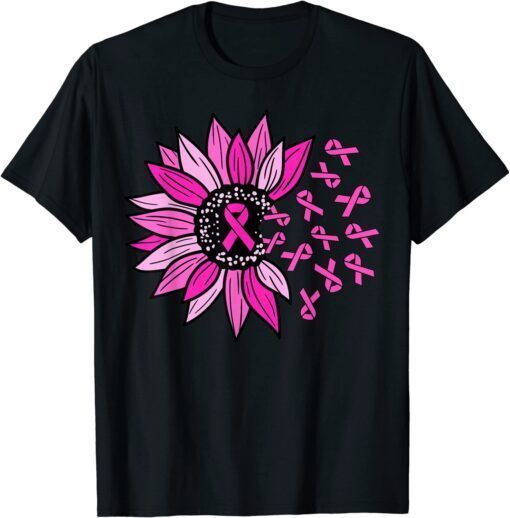 Breast Cancer Awareness Sunflower Pink Ribbon Tee Shirt