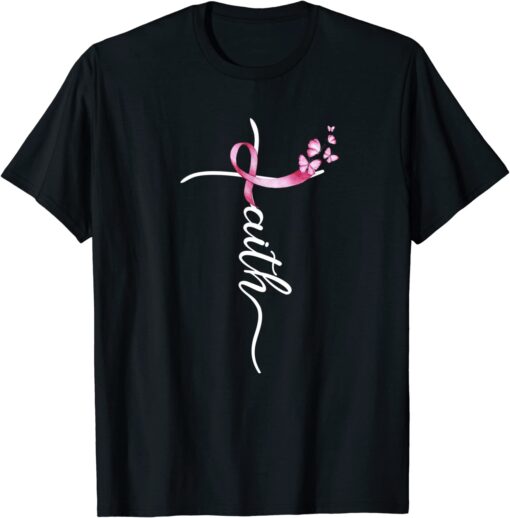 Breast Cancer Faith Cross Breast Cancer Awareness Tee Shirt