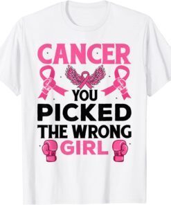 Cancer You Picked The Wrong Girl Breast Cancer Awareness Tee Shirtold Childhood Cancer Awareness Rainbow Ribbon Tee Shirt