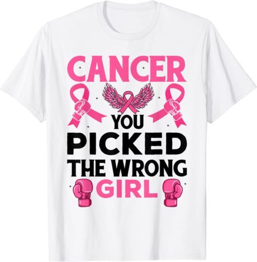 Cancer You Picked The Wrong Girl Breast Cancer Awareness Tee Shirtold Childhood Cancer Awareness Rainbow Ribbon Tee Shirt