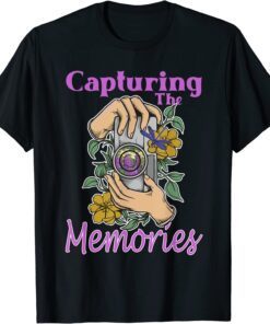 Capture The Memories Photography Camera Flowers & Dragonfly T-Shirt