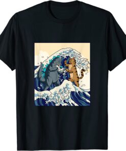 Cat And Monster Japanese Wave Tee Shirt