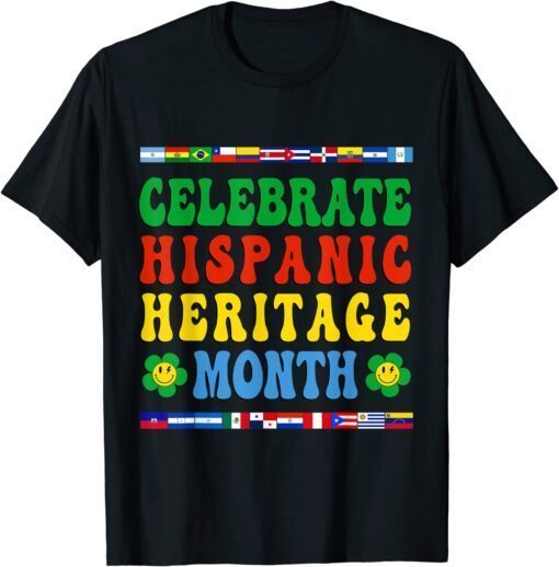 Celebrate Hispanic Heritage Month Latino Hippie Country Flag Tee Shirt