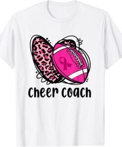 Cheer Coach Leopard Cheerleading Football Mom Breast Cancer T-Shirt