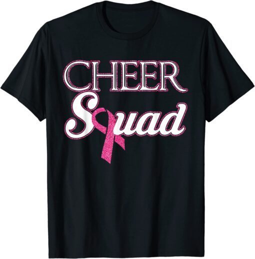 Cheer Squad Breast Cancer Awareness Month ribbon Pink Tee Shirt