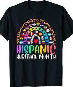 Colorful Hispanic Heritage Month, Leopard Rainbow Flags Tee Shirt