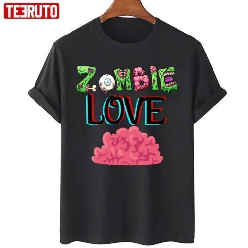 Creepy Zombies Love Brains Halloween Tee Shirt
