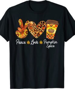 Cute Fall Peace Love Pumpkin Cream Spice Coffee Tee Shirt