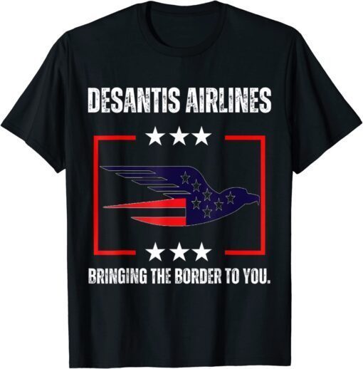 DeSantis Airlines Political Meme Ron DeSantis Usa Flag Eagle Tee Shirt
