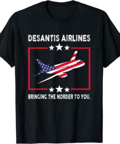 DeSantis Airlines Political Meme Us Flag Tee Shirt