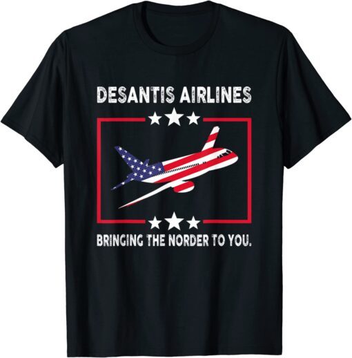 DeSantis Airlines Political Meme Us Flag Tee Shirt