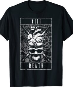 Death Tarot Card Vintage Gothic Anatomical Heart Skull Tee Shirt