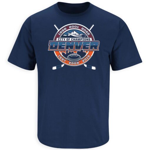 Denver City of Champions Denver Football and Hockey Tee Shirt