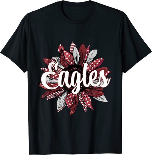 Eagles School Mascot Sunflower Sports Fan Team Spirit Tee Shirt