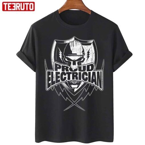 Electrician Skull And Thunderbolts Tee Shirt
