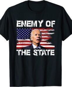 Enemy Of State Trump American Patriotic USA Flag Tee Shirt