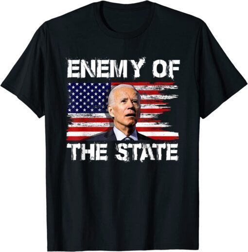 Enemy Of State Trump American Patriotic USA Flag Tee Shirt