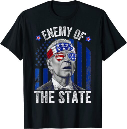 Enemy Of State Trump Quotes American Patriotic USA Flag Tee Shirt