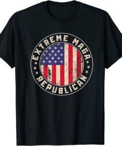 Extreme Maga Republican US Flag Ultra Maga Vintage Worn Tee Shirt