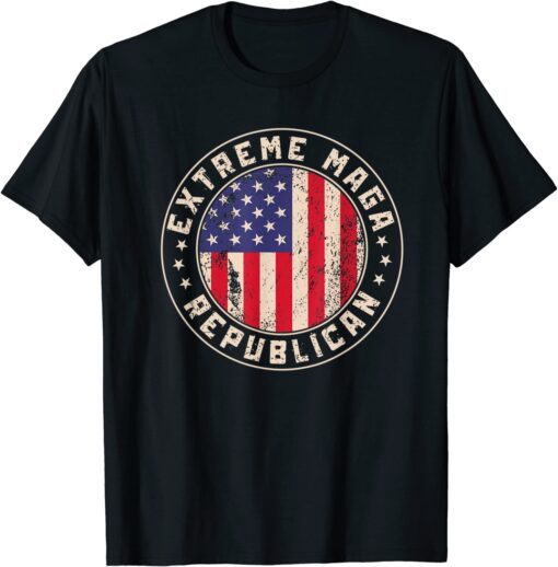 Extreme Maga Republican US Flag Ultra Maga Vintage Worn Tee Shirt