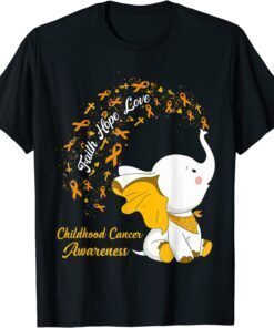 Faith Hope Love Childhood Cancer Awareness Gold Ribbon Tee Shirt