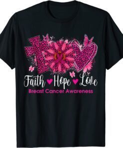 Faith Hope Love Sunflower Breast Cancer Awareness Tee Shirt