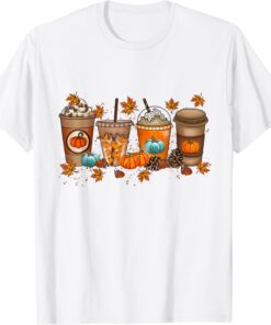 Fall Coffee Drink Orange Pumpkin Latte Thankgiving Tee Shirt