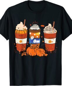 Fall Coffee, Halloween Pumpkin Latte Drink Cup, Pumpkin Tee Shirt