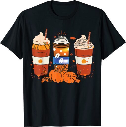 Fall Coffee, Halloween Pumpkin Latte Drink Cup, Pumpkin Tee Shirt