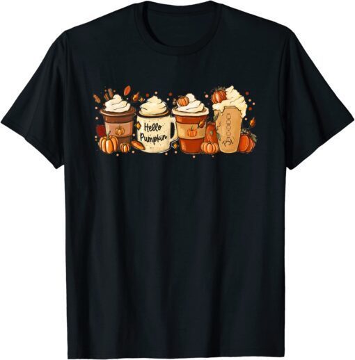 Fall Coffee Pumpkin Spice Latte Drinks Autumn Thanksgiving Tee Shirt