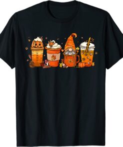 Fall Coffee Pumpkin Spice Latte Iced Warm Cozy Autumn Orange Tee Shirt