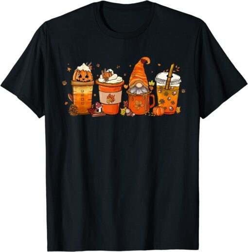 Fall Coffee Pumpkin Spice Latte Iced Warm Cozy Autumn Orange Tee Shirt