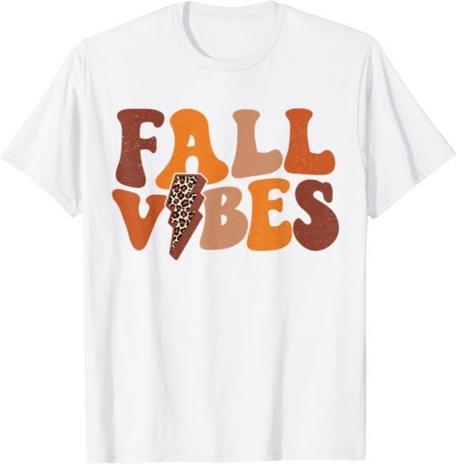 Fall Vibe, Vintage Groovy Fall Season Retro Leopard Tee Shirt