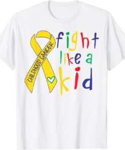 Fight Like Kid Gold Ribbon Childhood Cancer Awareness Tee Shirt