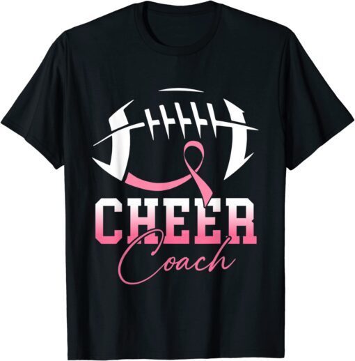 Football Cheer Coach Pink Ribbon Breast Cancer Awareness Tee Shirt