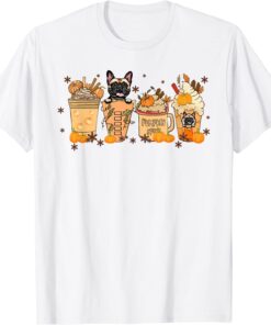 French Bulldog Pumpkin Latte Spice Season Fall Thanksgiving Tee Shirt