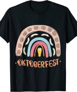 German Oktoberfest Sausage Pretzel Beer Vintage Rainbow Tee Shirt