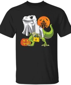 Ghost dinosaur and pumpkin halloween Tee shirt