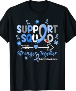 Groovy Support Squad Blue Ribbon Diabetes Awareness Tee Shirt