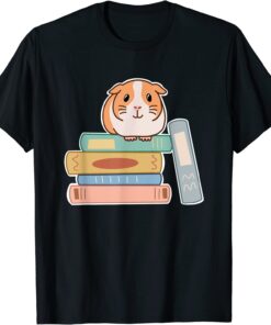 Guinea Pig Sitting On Top of A Stack of Books for Reading Tee Shirt