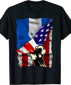 Half American Flag Honduran ROOTS USA Flag Honduras DNA Tee Shirt