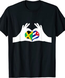 Half Jamaican Half Cuban Heritage Jamaica & Cuba Flag Cubano Tee Shirt